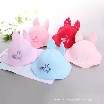 Cute cartoon design fancy summer baby sun hat with rabbit ear